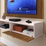 Kit Sala Completa Rack Suspenso Home Classic Painel Star Tv 32 Polegadas Off White/ripado - Rpm - 5