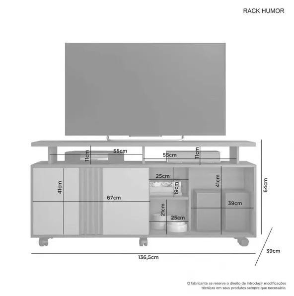 Rack para TV até 55 Polegadas Humor Candian Jcm Móveis Noronha/Off White/Grafite - 4