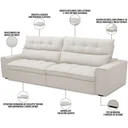 Ver imagem 2 de Sofá Retrátil Reclinável para Sala de Estar Living 250cm Dimas F04 Bouclê Off White - Lyam Decor