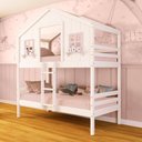 Ver imagem 1 de Beliche Casinha Dos Sonhos Madeira Maciça Branco/ Rosa Megamobilia
