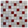 Pastilha Em Porcelanato Mosaico Bege/Vermelha 31,5x31,5cm - 1