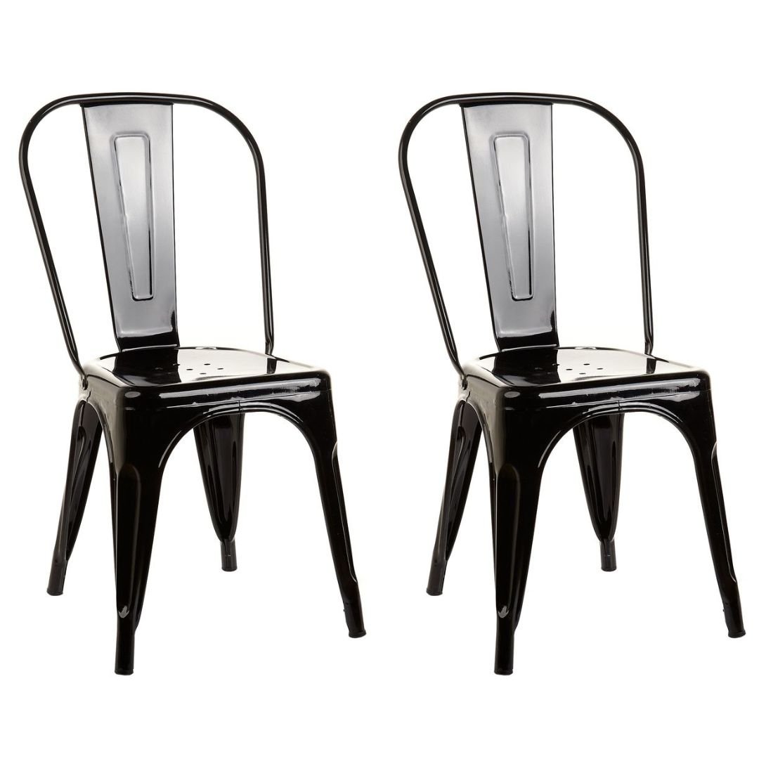 Loft7, Kit - 2 X Cadeiras Iron Tolix - Preto - Semibrilho