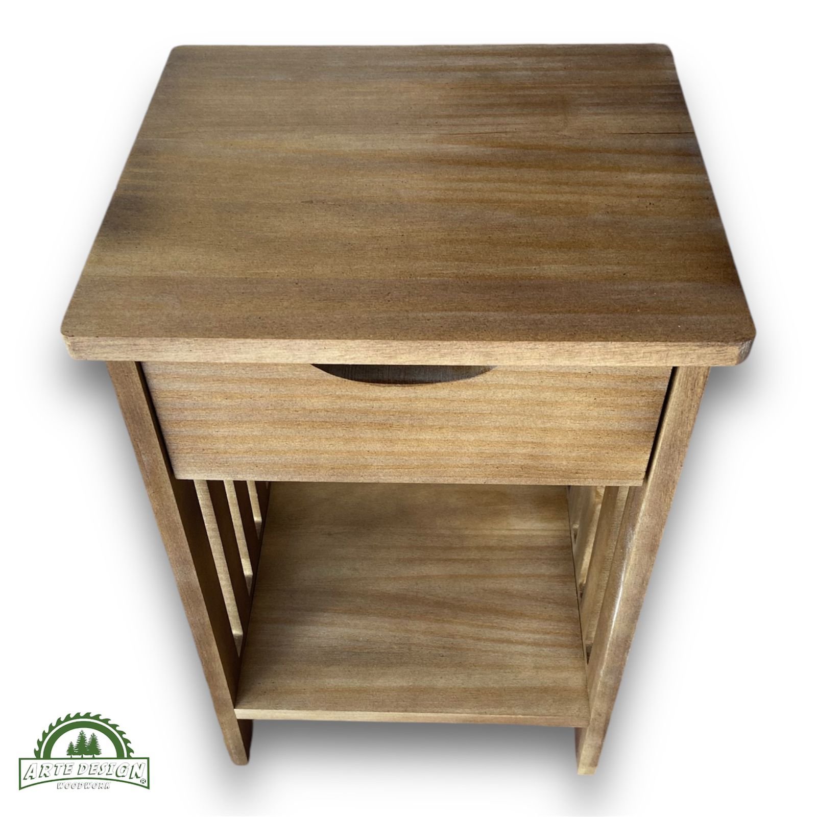 Mesa de Cabeceira com Gaveta Mesa de Cabeceira Quarto de Madeira Castanho Arte Design Wood - 6