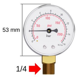 Manômetro Reto 80 Mca Blukit 1/4 Macho - 33031601 - 2