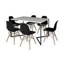 Ver imagem 6 de Mesa Jantar Industrial Retangular Branca 137X90Cm Base V Ferro Preto C/6 Cadeiras Preta Made Branco