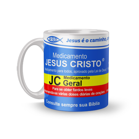 Caneca de Porcelana Engraçada Remédios Divertidos Jesus Cristo