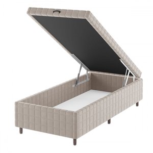 Base de Cama Box Solteiro Vision com Baú Turkey/creme - Vian