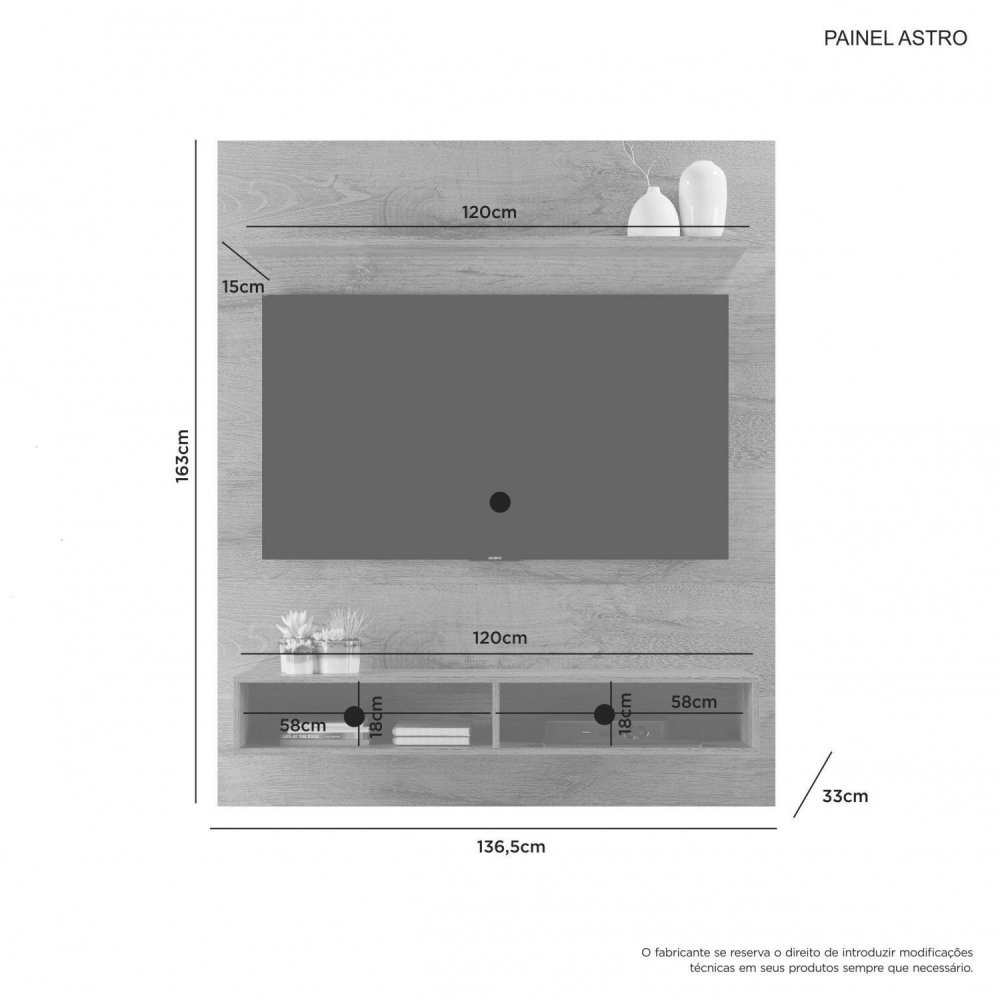 Painel Tv até 55 Polegadas Astro Jcm Movelaria Cacau - 3