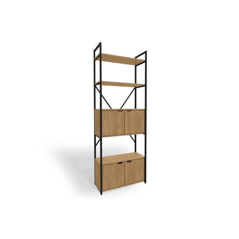 Estante Livreiro de Escritório Industrial Li018 C/ 4 Portas 72cm Canela/preto Kappesberg