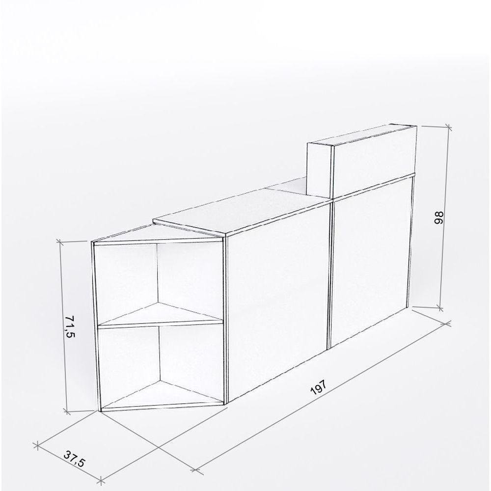 Balcão Modular - Alto + Baixo + Nicho Lateral Cor:preto - 7