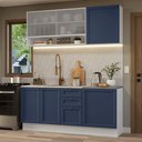 Ver imagem 1 de Armário de Cozinha Compacta 180 Cm Branco-azul Vik Madesa 03 Branco-azul