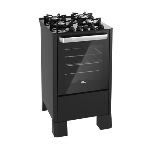 Fogão de Piso a Gás Fischer Fit Line 4 Bocas 93cm Trempe Iron Preto Bivolt