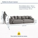 Ver imagem 3 de Sofá Cama Modular Orgânico Retrátil 3 Lugares Base Madeira Maciça 210 cm Marrocos