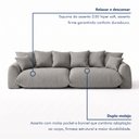 Ver imagem 6 de Sofá Cama Modular Orgânico Retrátil 3 Lugares Base Madeira Maciça 210 cm Marrocos