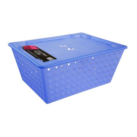 Cesta Maxi com Tampa Coza 39 x 30 x 16,8cm Azul