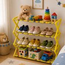 Ver imagem 4 de Estante Infantil 4 Prateleiras Organizador Sapateira Porta Brinquedos Sapatos Roupas Rack Portátil P