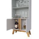 Ver imagem 4 de Cristaleira Liz 4 Portas Vidro Moderna Sala de Jantar Mdf Led Embutido Cozinha Madeira Buffet Mdp:of