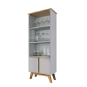 Ver imagem 2 de Cristaleira Liz 4 Portas Vidro Moderna Sala de Jantar Mdf Led Embutido Cozinha Madeira Buffet Mdp:of
