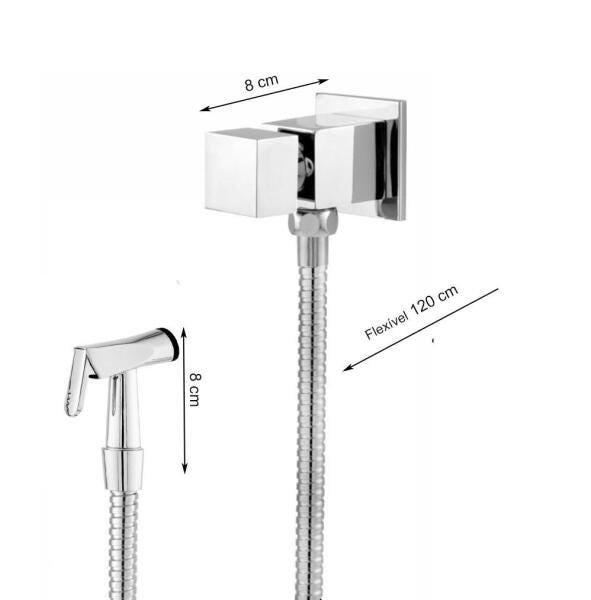 Ducha Higiênica Luxo 1/4 De Volta Quadrada Em Metal - 2