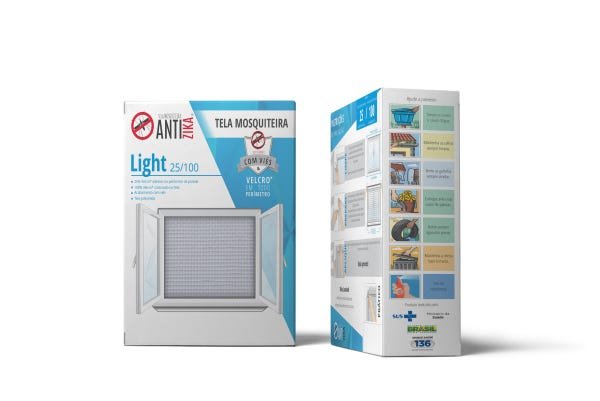 Tela Mosquiteira c fecho aderente, tecido Anti Zika Light Preta 2,05mX1,25m - 1
