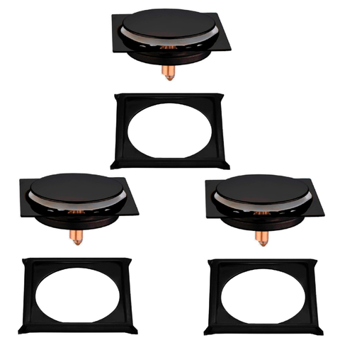 Kit C/3 Ralo e Porta Grelha Inox Piso Click 10x10 Cm Preto