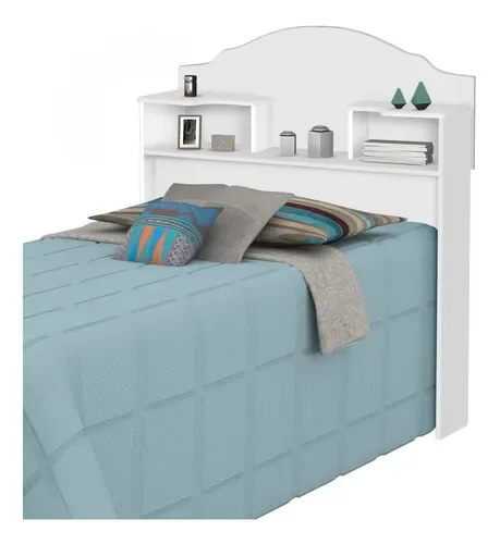 Cabeceira Para Cama Box Solteiro 2 Nichos Evelyn 100% MDF Branca - 3