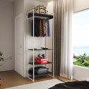 Ver imagem 1 de Closet Modulado Estilo Industrial Solteiro Loft Preto Cabideiro Ferro Branco