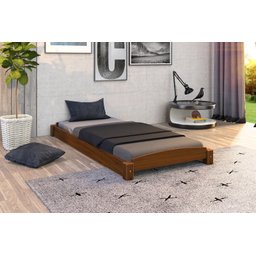 Cama de Solteiro Toquinho Madeira Maciça Cor Imbuia - 2