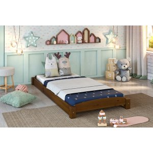 Cama de Solteiro Toquinho Madeira Maciça Cor Imbuia