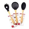Conjunto 3 Utensílios De Cozinha Silicone Cabo Madeira Preto Wellmix - 2