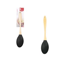 Conjunto 3 Utensílios De Cozinha Silicone Cabo Madeira Preto Wellmix - 3