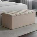 Ver imagem 2 de Recamier Calcadeira Bau 100 Cm Dalia Linho Bege Artte