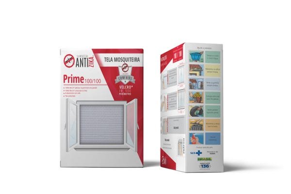 Tela Mosquiteira c fecho aderente, tecido Anti Zika Prime Cinza 1,55X1,25m - 1