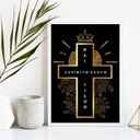 Ver imagem 2 de Quadro Decorativo Cruz Santíssima Trindade 24x18cm:Madeira branca