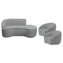 Ver imagem 2 de Kit Divã Recamier Orgânico Marrocos 200cm Lado Direito e 2 Poltronas Amore Bouclé Cinza