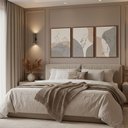 Ver imagem 1 de Kit 3 Quadros Casal Linhas Curvas Moldura:tabaco