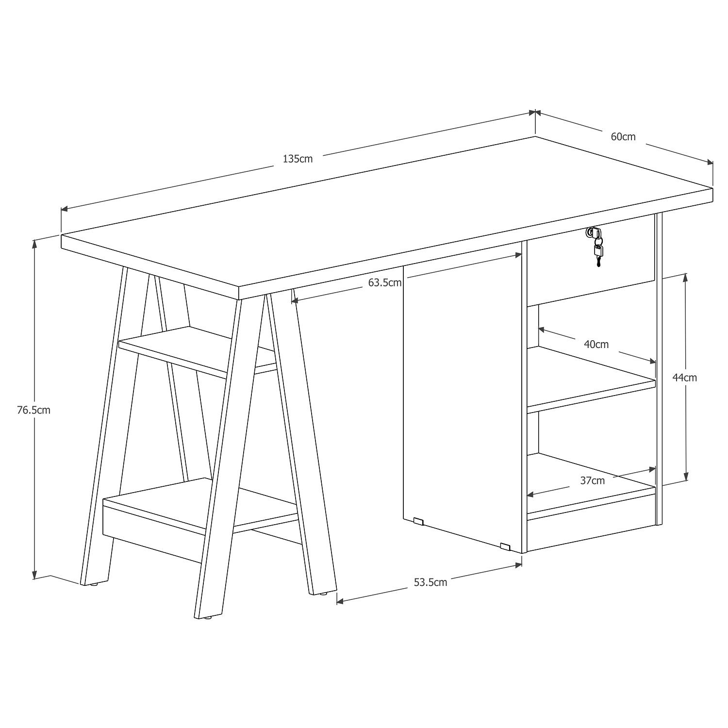 Mesa De Estudo Bali OffWhite/Canela Para Quarto/Escritório/HomeOffice - 5