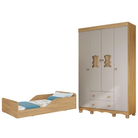 Jogo de Quarto Infantil com Minicama Montessoriana e Guarda-Roupa Ternura Multimóveis MP4833
