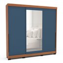 Ver imagem 2 de Guarda-Roupa Casal 3 Portas Correr com Espelho Madrid Azul/Freijó