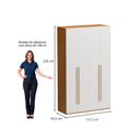 Ver imagem 4 de Guarda-Roupa Solteiro com 4 Portas e 3 Gavetas 137,5cm Multimóveis Crrui-GRP120 Madeirado/Branco