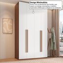 Ver mais imagens de Guarda-Roupa Solteiro com 4 Portas e 3 Gavetas 137,5cm Multimóveis Crrui-GRP120 Madeirado/Branco