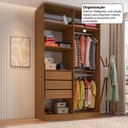 Ver imagem 5 de Guarda-Roupa Solteiro com 4 Portas e 3 Gavetas 137,5cm Multimóveis Crrui-GRP120 Madeirado/Branco