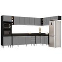 Ver imagem 1 de Armário de Cozinha Modulada de Canto 9 Peças CP05 Balcão com Tampo Preto/Cinza - Lumil Móveis