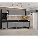 Ver imagem 2 de Armário de Cozinha Modulada de Canto 9 Peças CP05 Balcão com Tampo Preto/Cinza - Lumil Móveis