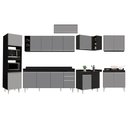 Ver imagem 6 de Armário de Cozinha Modulada de Canto 9 Peças CP05 Balcão com Tampo Preto/Cinza - Lumil Móveis