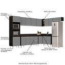 Ver imagem 3 de Armário de Cozinha Modulada de Canto 9 Peças CP05 Balcão com Tampo Preto/Cinza - Lumil Móveis