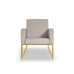 Kit 10 Poltronas Moderna Courino 3 Cores- Base Ferro Dourado - Bege - 3