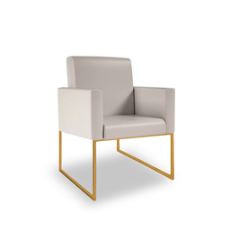 Kit 10 Poltronas Moderna Courino 3 Cores- Base Ferro Dourado - Bege - 2