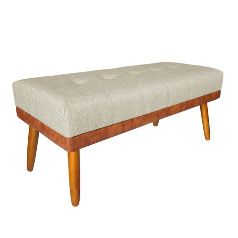 Banco Estofado Roma 120cm Courissimo Nozes/linho Bege - Inova Decorações