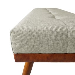 Banco Estofado Roma 120cm Courissimo Nozes/linho Bege - Inova Decorações - 4